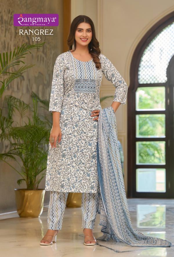 Rangmaya Rangrez Trending Wear Cotton Kurti Pant With Dupatta